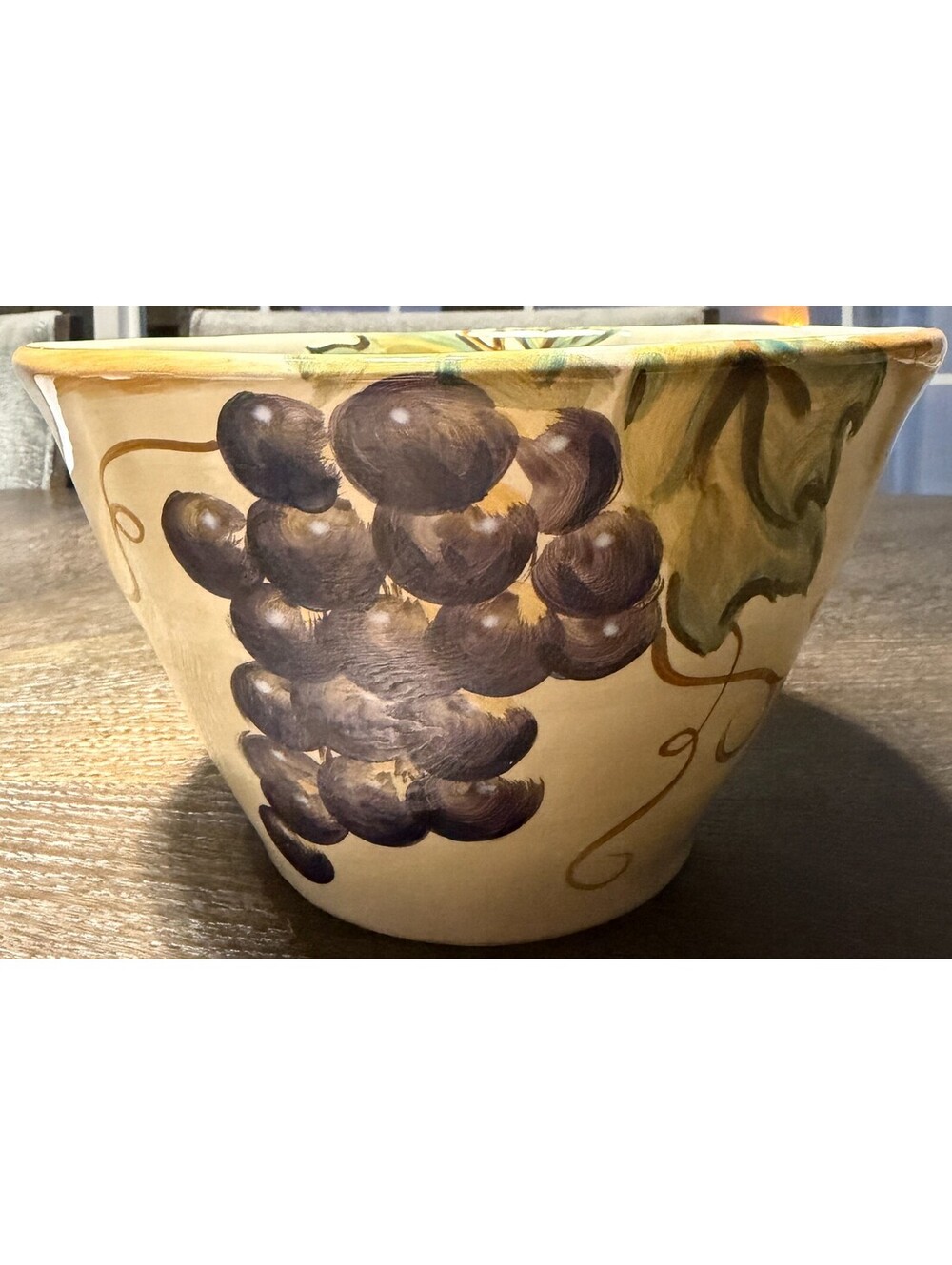 Vtg Tabletops Gallery Napa Grape Serving Bowl Hand Painted Ceramic Vineyard 10"